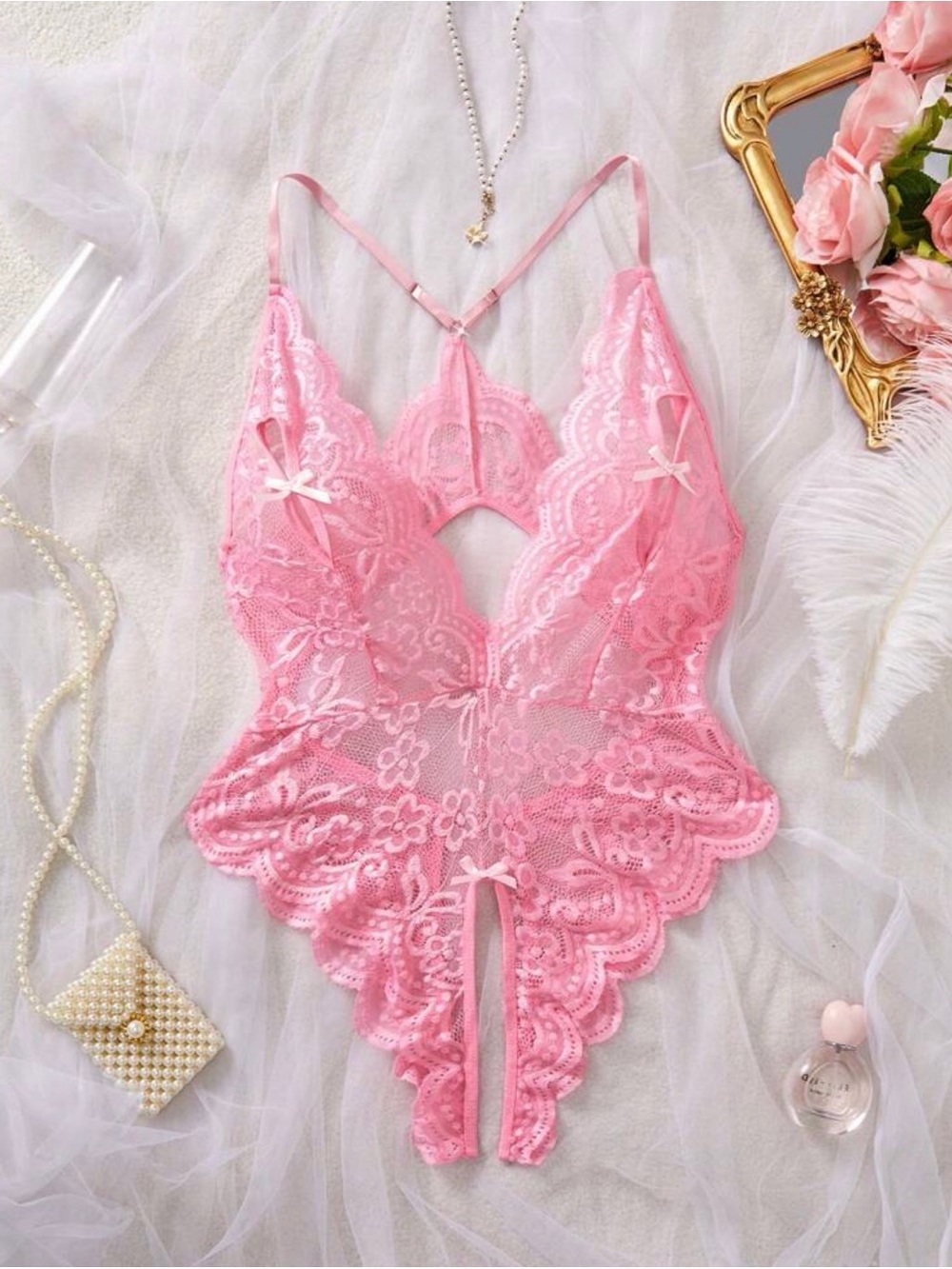 Pink Lace Teddy Bodysuit - Women Intimates & Sleepwear